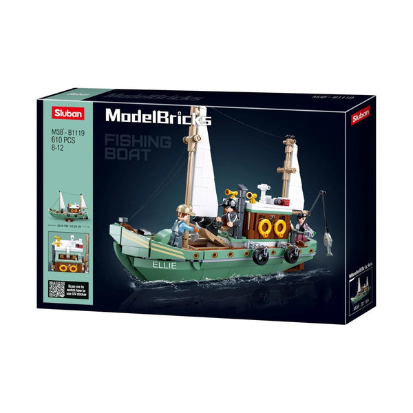 Sluban Modelbricks Fishing Boat 610 Pieces - Display Brick Model Kit