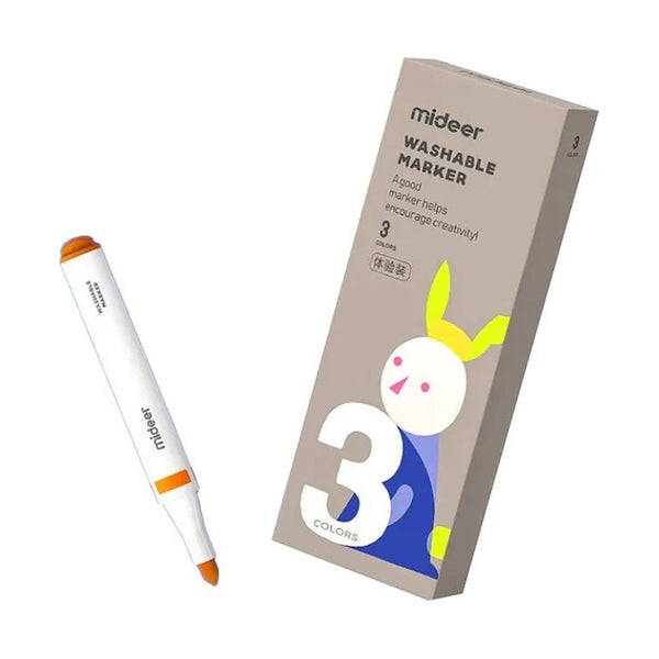 Mideer Washable Markers Small Tip 3 Colors - Non-Toxic Starter Set