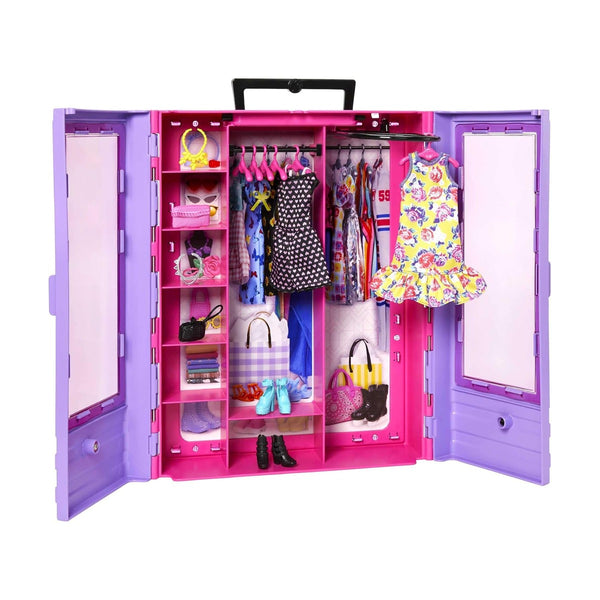 Barbie Ultimate Closet HJL66 Doll and Wardrobe Playset with Carry Handle, 2 Extra Dresses and Accessories