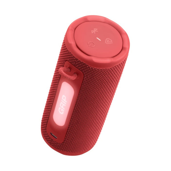 مكبر صوت بلوتوث محمول JBL Grip Compact باللون الأحمر - مقاوم للماء والغبار بمعيار IP68 وقوة 16 واط