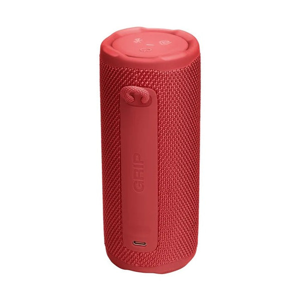 مكبر صوت بلوتوث محمول JBL Grip Compact باللون الأحمر - مقاوم للماء والغبار بمعيار IP68 وقوة 16 واط
