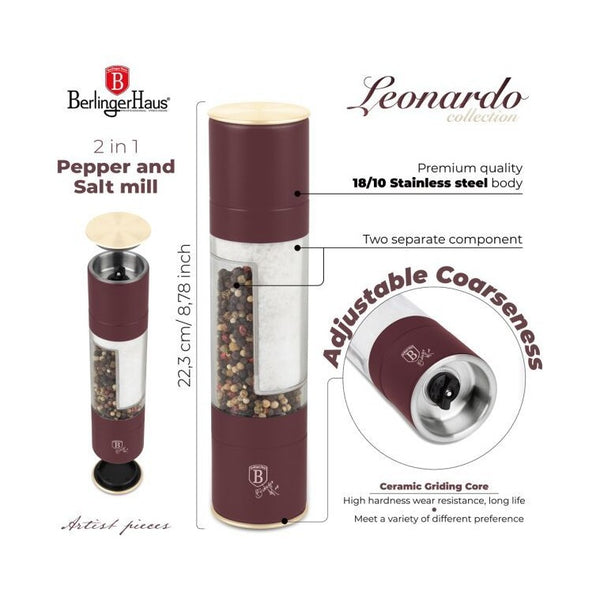 Berlinger Elect Salt/Pepper Mill 2In1 Leonardo