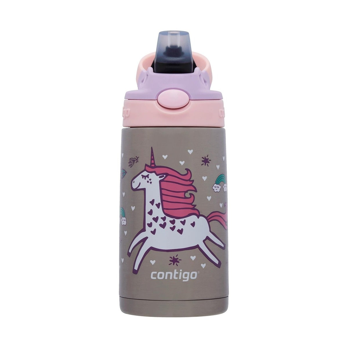 Contigo Autospout Kids Easy-Clean Stainless Steel, 380 Ml, Strawberry Unicorn