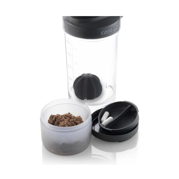 Contigo Shake & Go Fit Protien Shaker With Compartment 650 Ml, Black