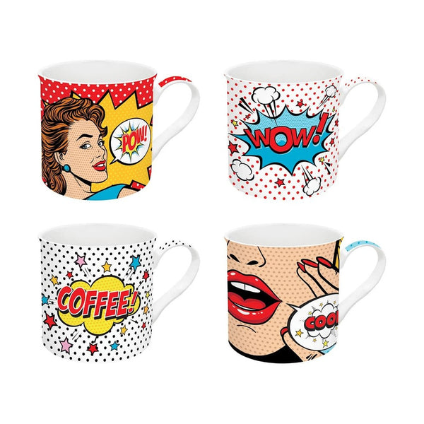 Easy Life - Pop Art 4Pc Mugs Fine China 300Ml W/Box
