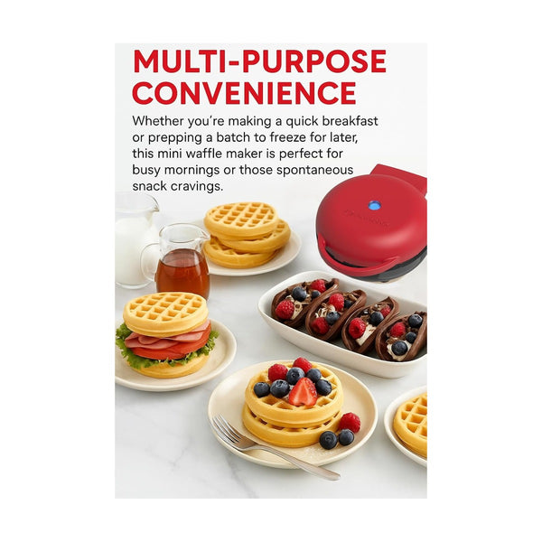 Nutricook Mini Waffle Maker - Red Nc-Wm100R