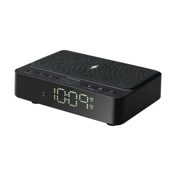Alarm Clock Radio With 5W Wireless Charger For Mobile, Fm Radio With 10 Station