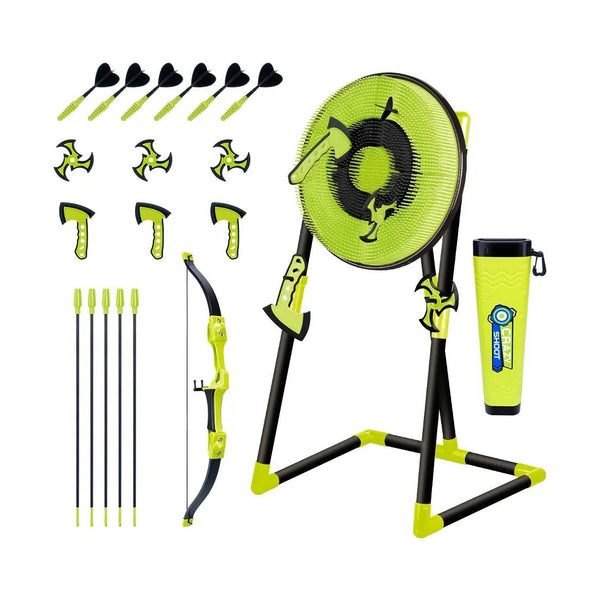 Aojie Sport - 18" Target Set (W/ 3 Axes, 3 Spiral Darts, 6 Darts, 1 Bow, 5 Arrows)