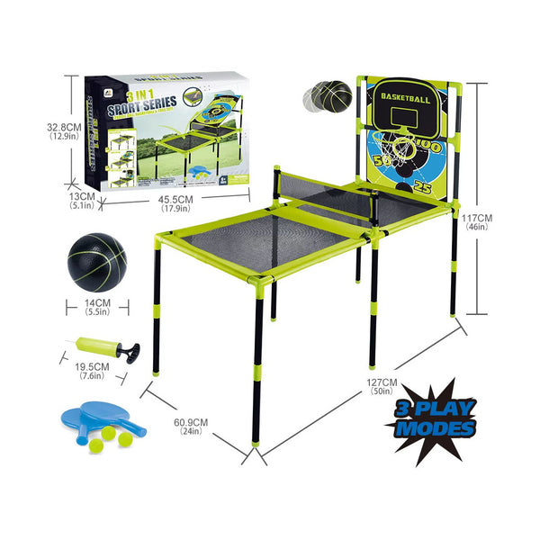 Aojie Sport - 3 In 1 Combo Set (Table Tennis, Toss Game & Basketball Set)