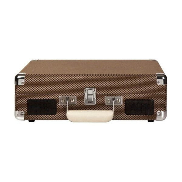 Crosley Cruiser Deluxe Briefcase Style Three Speed Portable Bluetooth Vinyl Turntable with Built-In Stereo Speakers - Tweed Brown