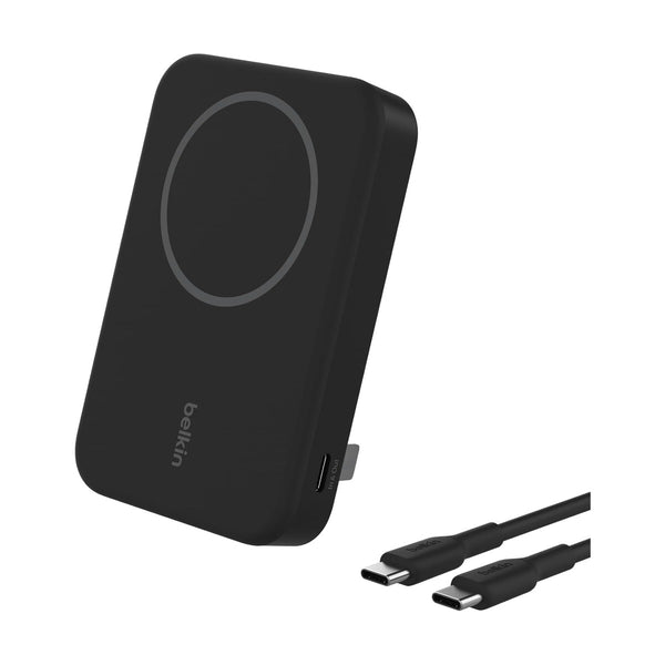 Belkin 8k Qi2 15w Magnetic Wireless Power Bank with Kickstand, with USB-C PD 20w, Black