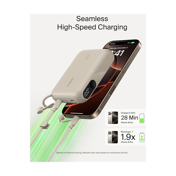 Belkin - 10K Pd20W Power Bank With Display, Sand