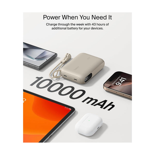Belkin - 10K Pd20W Power Bank With Display, Sand