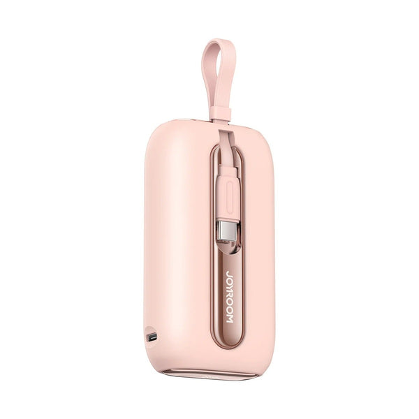 Joyroom - Colorful Series 22.5W Mini Power Bank With Dual Cables 10000Mah With USB To Type-C 0.25M Cable - Pink