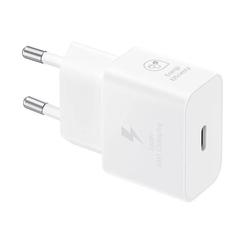 محول طاقة USB من النوع C أبيض بقدرة 25 وات من سامسونج