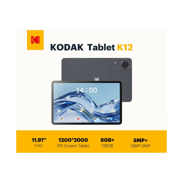 Kodak - Tablet K12 – 12" FHD Android Tablet 128GB