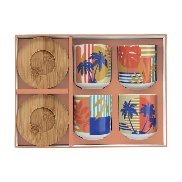 Easy Life - BAHIA 8PC COFF.CUP&SAUCER SET PORC&BAMB 110ML W/BOX