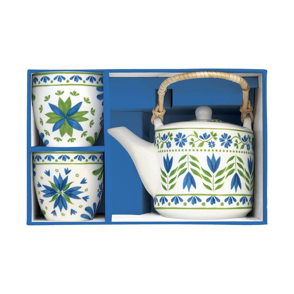 Easy Life - FLOWERS GARDEN TEAPOT W/INFUSER 600ML & 2CUPS 160ML W/BOX , FLOG