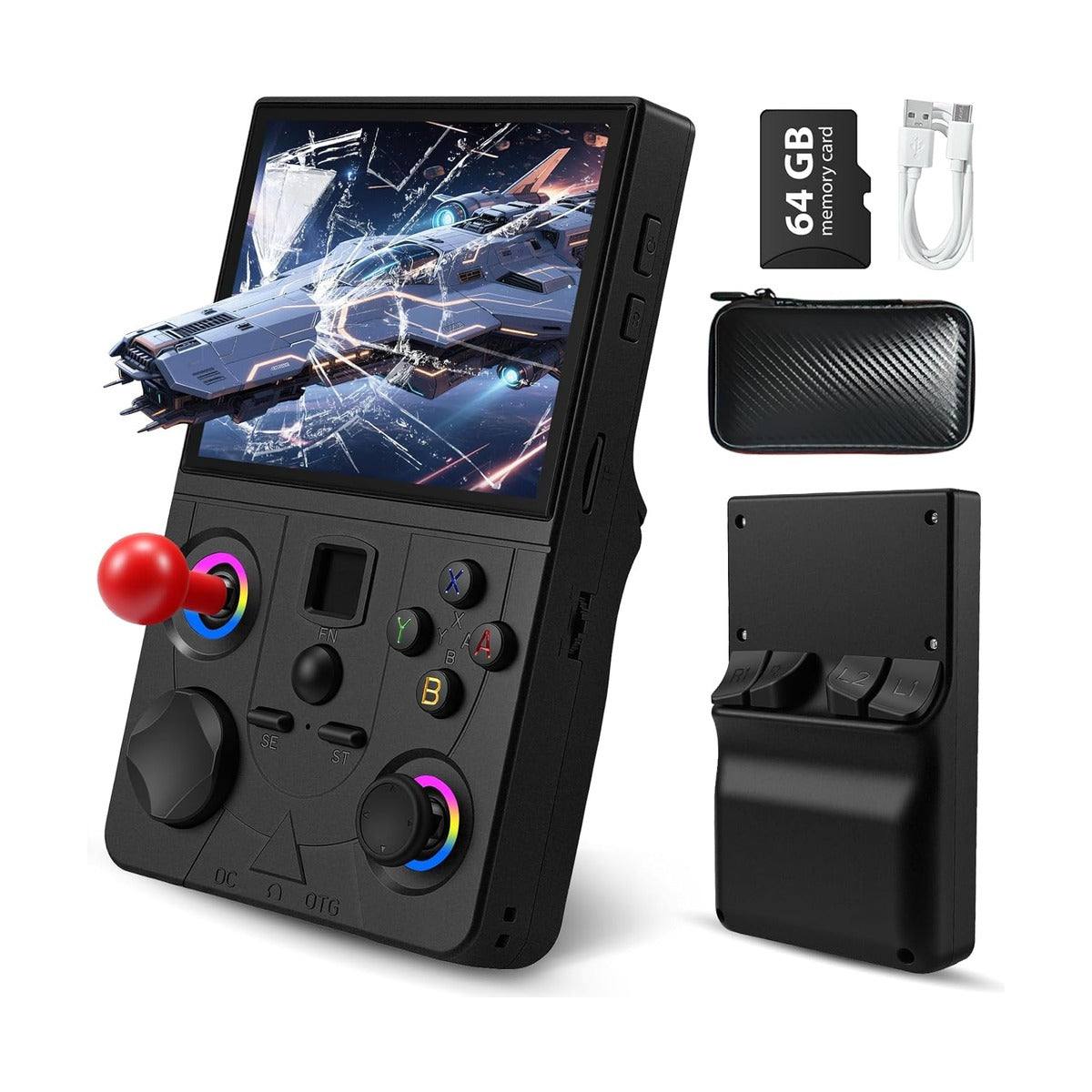 Anbernic - Retro Handheld Game Console, 3.5 Inch HD IPS Screen - Black