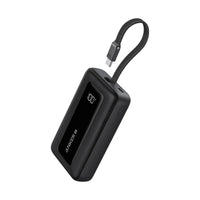 أنكر - شاحن متنقل زولو (10 آلاف مللي أمبير، 30 وات، مع كابل USB-C مدمج) - أسود