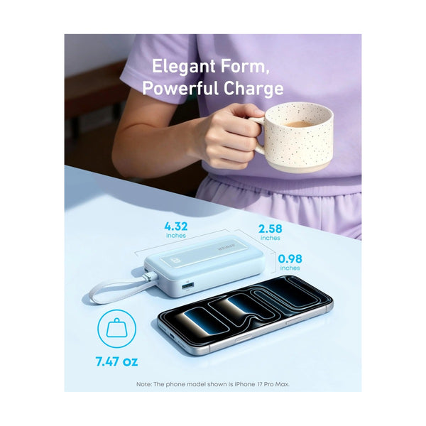 Anker - Zolo Power Bank (10K, 30W, Built-In USB-C Cable) - Black