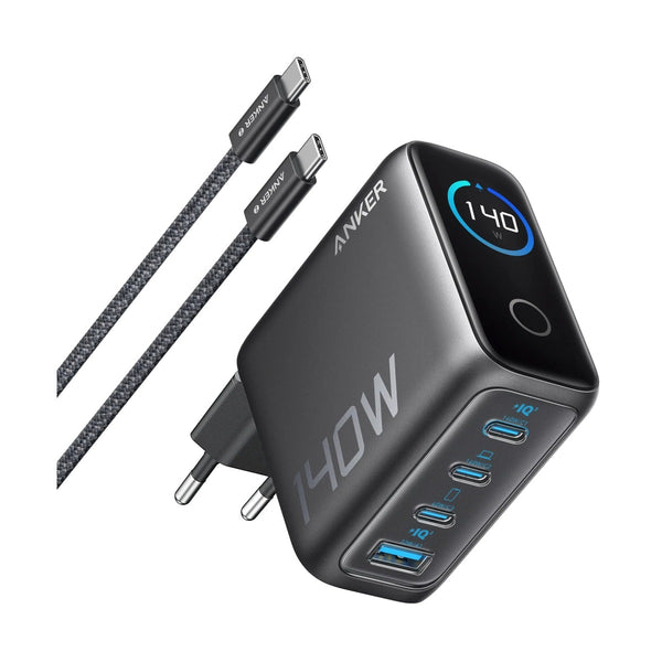 Anker - Charger (140W, 4-Port, PD 3.1) with USB-C Cable - Dark Gray