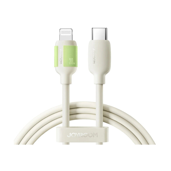 Joyroom - 30W self luminous Liquid Silicone Fast Charging Cable (Type-C to Lightning) 1.2m - Beige