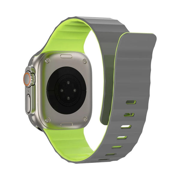 Wiwu - Mag Secure Watch Band Magnetic Silicone Strap - Gray+Green