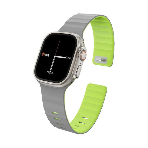 Wiwu - Mag Secure Watch Band Magnetic Silicone Strap - Gray+Green