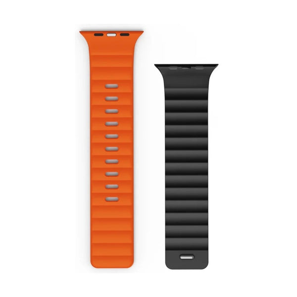 Wiwu - Mag Secure Watch Band Magnetic Silicone Strap - Black+orange