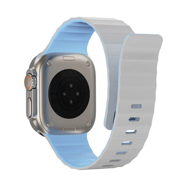Wiwu - Mag Secure Watch Band Magnetic Silicone Strap - White+Blue