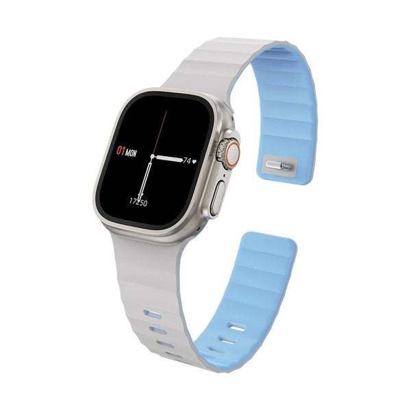 Wiwu - Mag Secure Watch Band Magnetic Silicone Strap - White+Blue