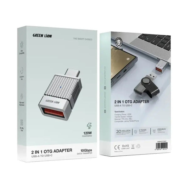 Green Lion 2 In 1 Otg Adapter Usb-A To Usb-C - Gray