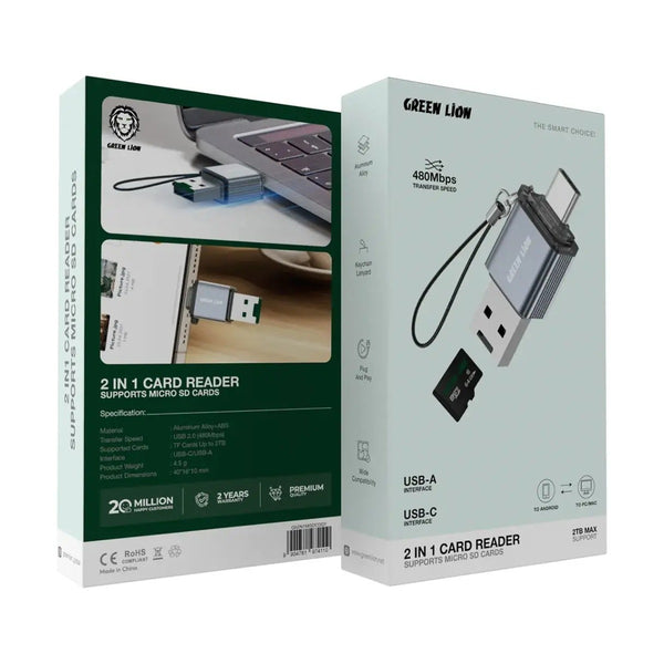 Green Lion 2 Inl Card Reader - Micro Sd Cards - Gray