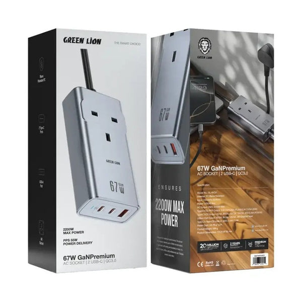 Green Lion 67W Ganpremium Ac Socket - Gray