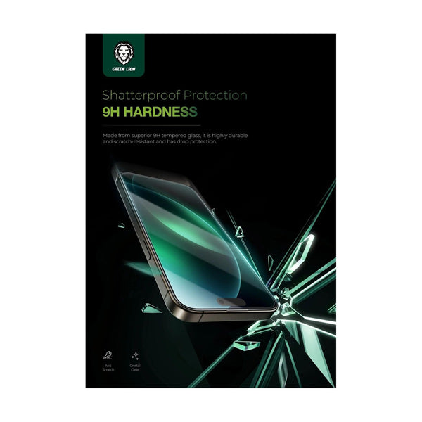 Green Lion 9H Steve HD Glass Protector for iPhone 16 Pro Max - Black Edge/Clear