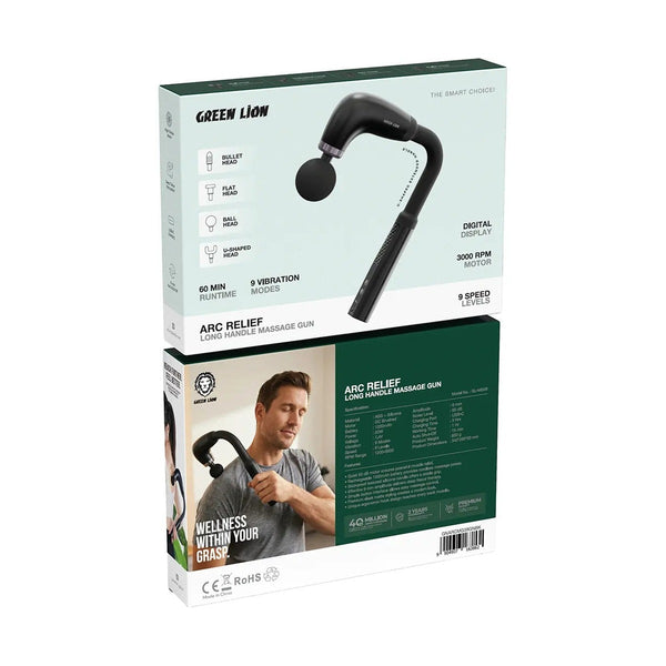 Green Lion ARC Relief Long Handle Massage Gun - Black