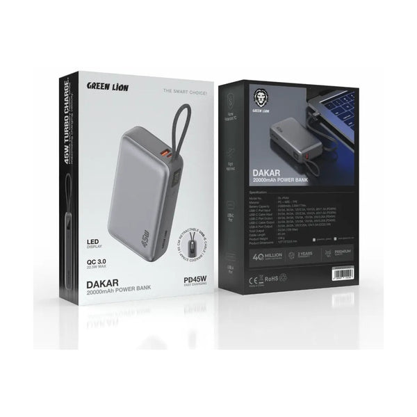 Green Lion Dakar 20000Mah Power Bank PD 45W - Grey