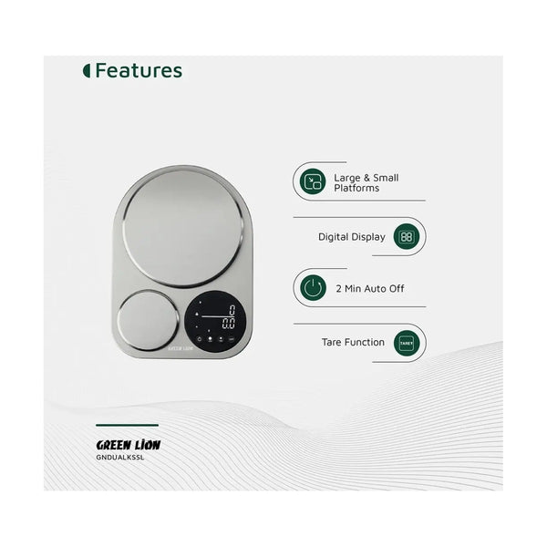 Green Lion Dual Kitchen Scale - Silver