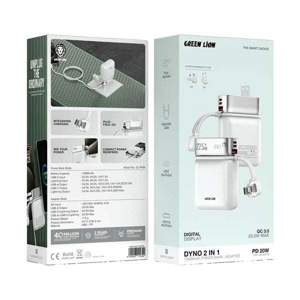 Green Lion Dyno 2 In L L0000Mah Power Bank And Adapter
Pd 20W - White