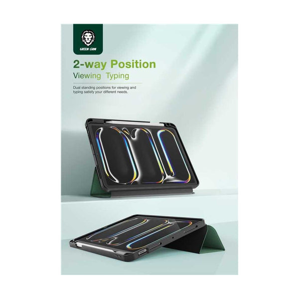 Green Lion Hogo Premium Case With Pencil Holder For Ipad Air 13"- Green
