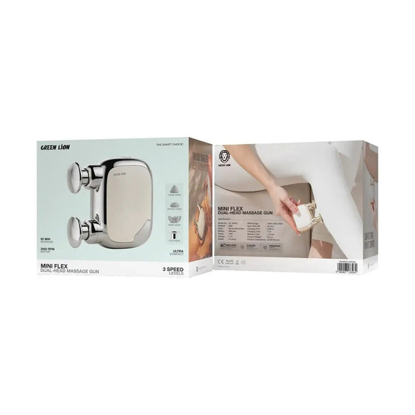 Green Lion Mini Flex Dual-Head Massage Gun 3000 Rpm - Silver