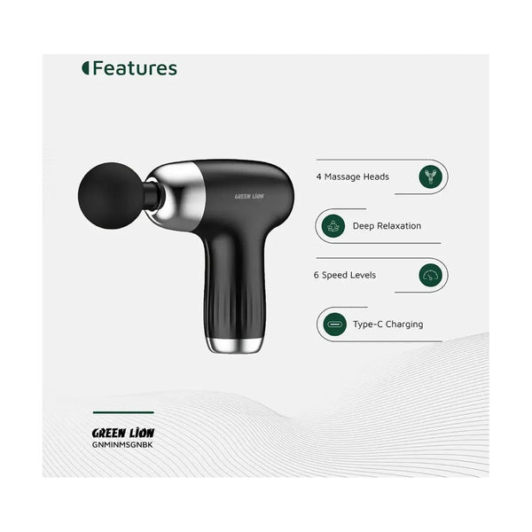 Green Lion Mini Massage Gun 6 Speed Levels - Black
