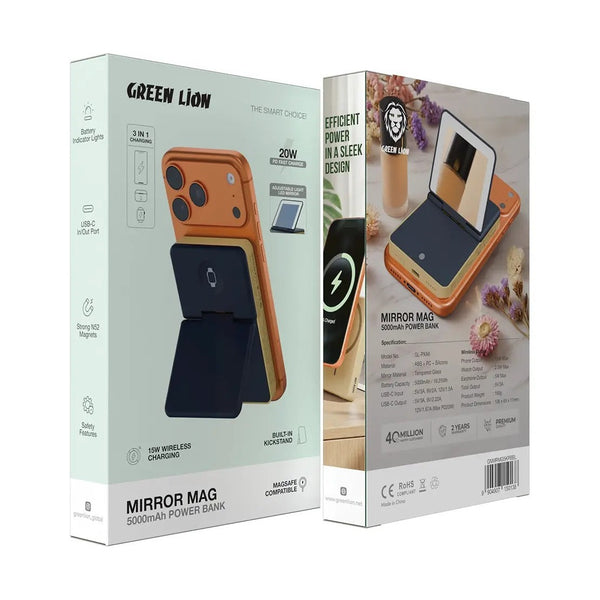 Green Lion Mirror Mag 5000mAh Power Bank - Blue