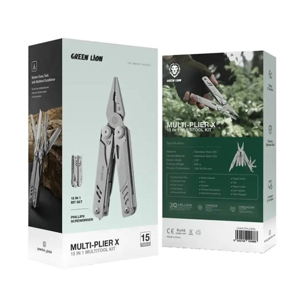 Green Lion Multi-Plier X 15 In 1 Multi Tool Kit - Silver