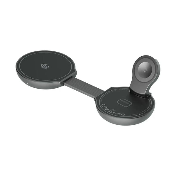 Green Lion Qi2.2 Tri-Charge Foldable Magnetic Wireless Charger 25W - Grey