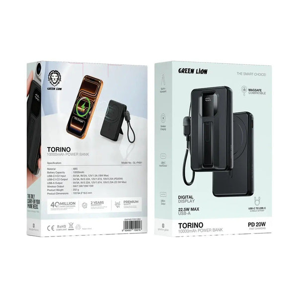 Green Lion Torino 10000mAh Power Bank PD 20W - Black