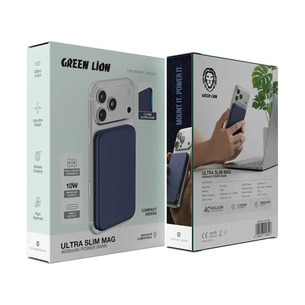 Green Lion Ultra Slim Mag 4000mAh Power Bank - Blue