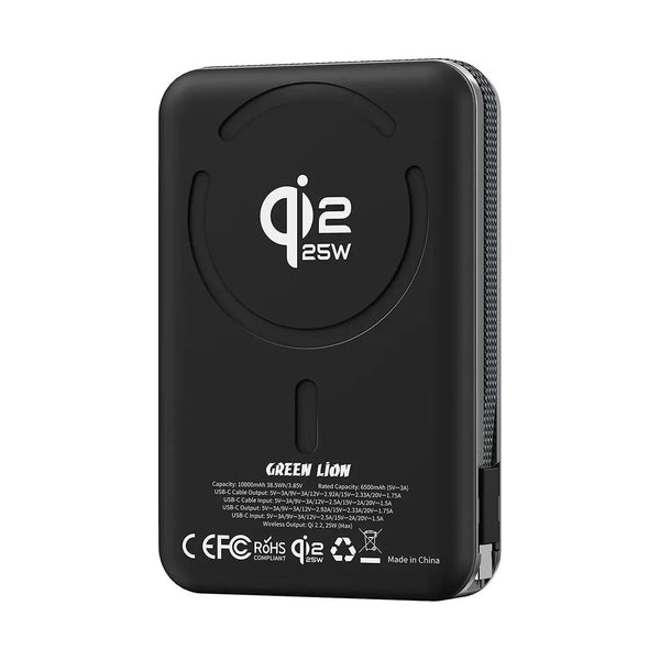 Green Lion Wellington 10000Mah Magsafe Power Bank PD 35W - Black