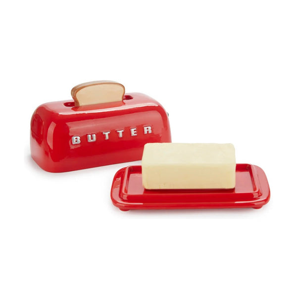 Balvi Butter tray,Toasty,red,with lid,ceramic